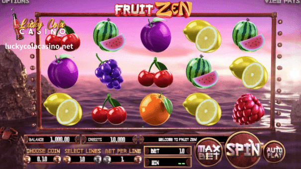 Mag-relax at mag-enjoy sa Fruit Zen, ang Betsoft Gaming slot mula sa hanay ng Lucky Cola.