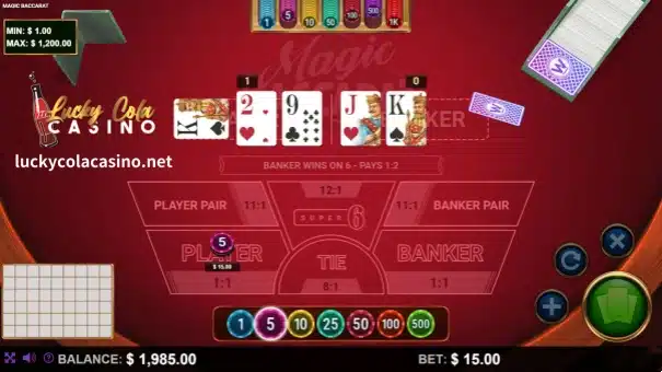 Ang Baccarat ay isang klasikong laro ng baraha sa Lucky Cola Casino na nakaakit ng mga manlalaro sa loob ng maraming siglo gamit ang mga simpleng panuntunan nito, mabilis na bilis at kapana-panabik na mga pusta. Naghahatid ang Magic Baccarat ng isang kapana-panabik na bagong twist sa maalamat na laro sa pamamagitan ng pagdaragdag ng mga espesyal na side bet at feature habang pinapanatiling buo ang pangunahing gameplay.